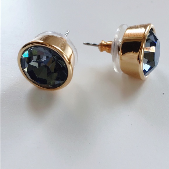 Kate Spade Gold and Blue Grey Faceted Studs - Picture 3 of 5
